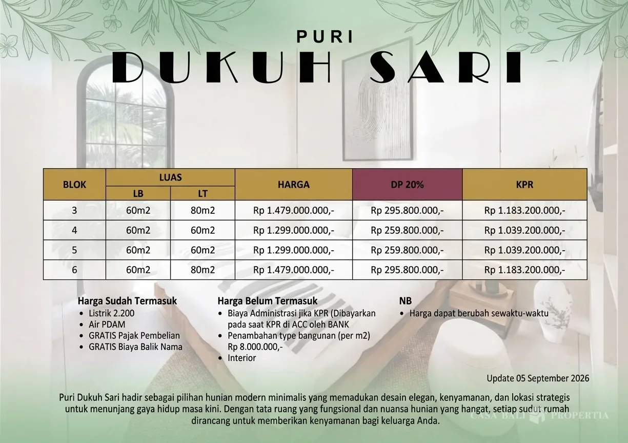 Price List Dukuh Sari